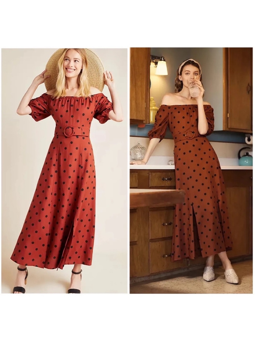Anthropologie Maeve Lucienne Polkadot Maxi Dress